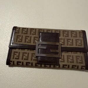 Fendi Brown and Black FF Canvas Continental Wallet